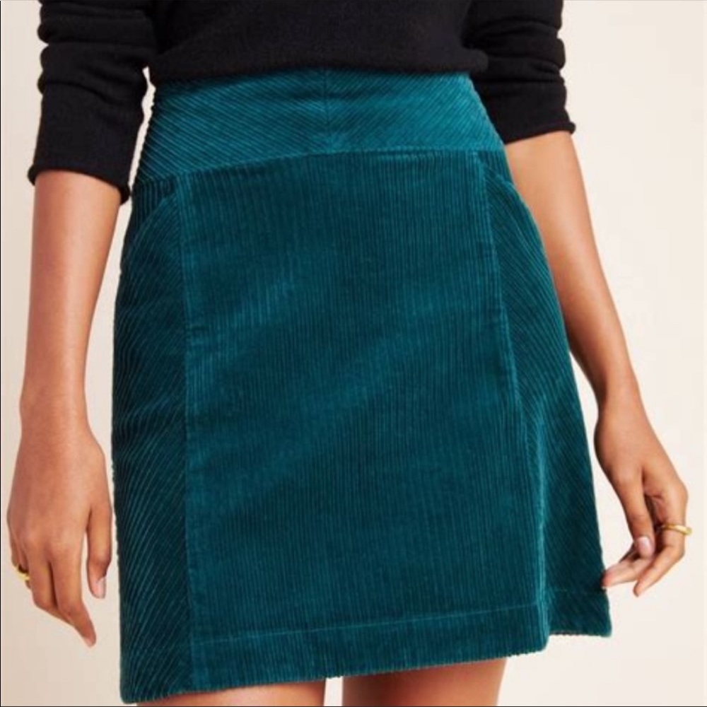 Anthropologie Maeve Corduroy Skirt Teal
